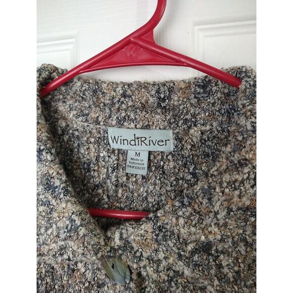 Windiriver Woman M Sweater Cardigan Brown Variegated Big Button Collared Long... - Picture 2 of 9